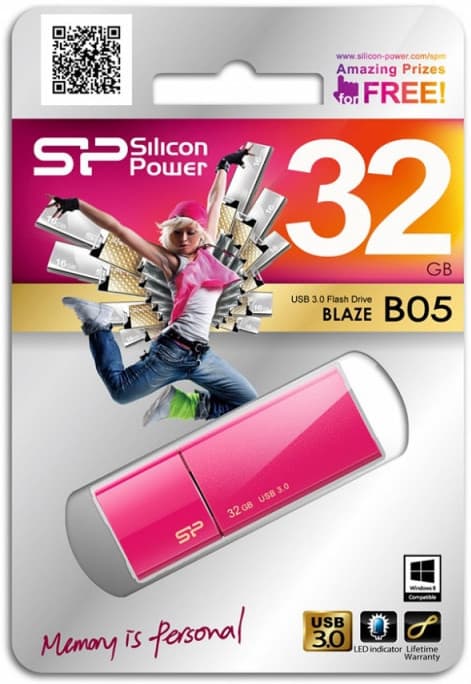 Silicon Power flash drive 32GB Blaze B05 USB 3.0, pink