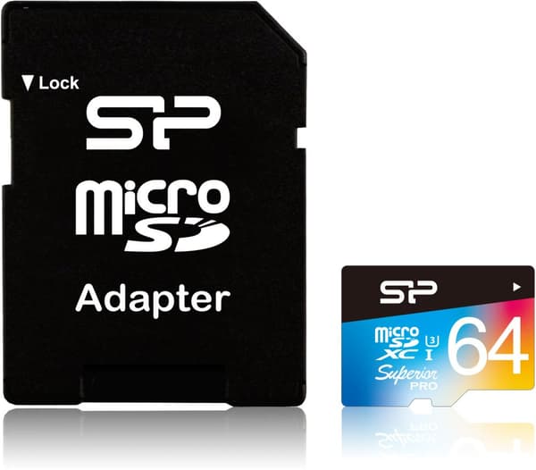 Silicon Power memory card microSDXC 64GB Superior Pro Color U3 + adapter
