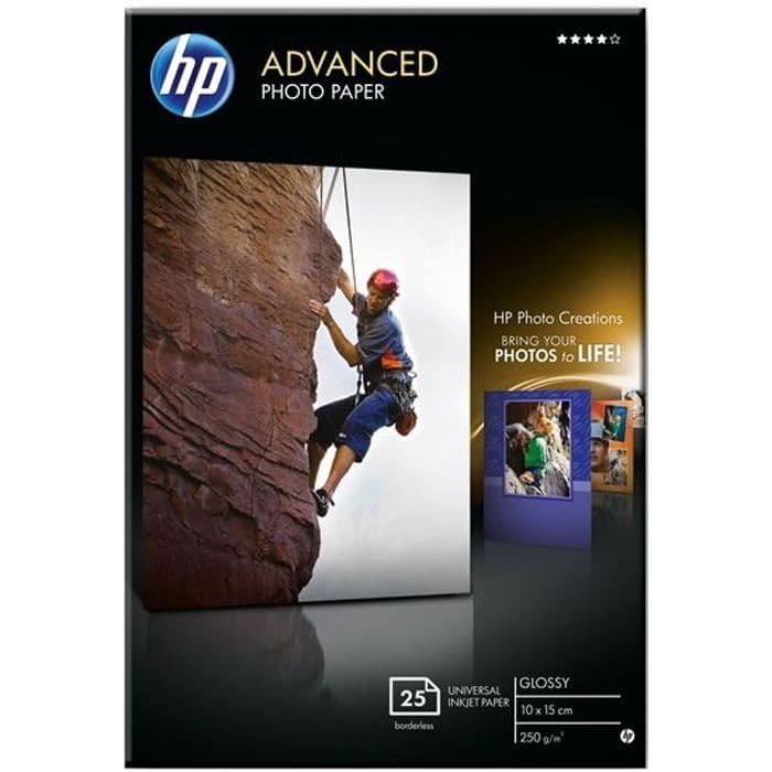 HP Advanced glättat kantlöst fotopapper - 25 ark/10 x 15 cm (Q8691A)