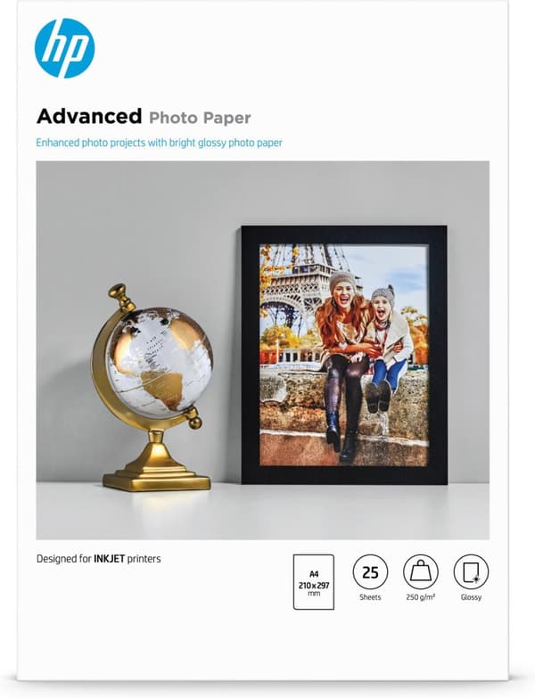 Hewlett-Packard HP Advanced Glossy Photo Paper - fotopapir, blank - A4 (210 x 297 mm) - 25 ark (Q5456A)