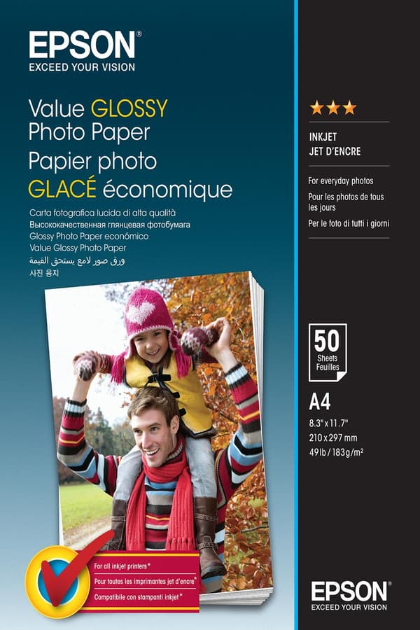 Epson Value Glossy Photo Paper A 4, 50 arkkia, 183 g S 400036
