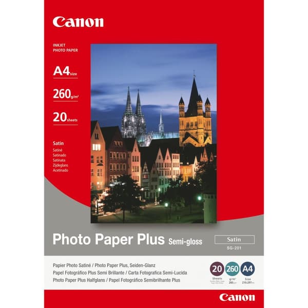 Canon Photo Paper Plus SG-201 - halvblankt fotopapper - A4 (210 x 297 mm) - 260 g/m2 - 20 ark - för PIXMA iP2700, iP4850, MG8250, MP252, MP270, MP272,