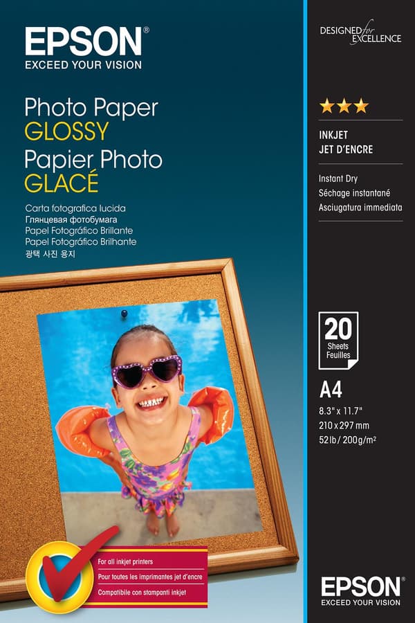 Epson - Fotopapper, glansigt - A4 (210 x 297 mm) - 200 g/m2 - 20 ark (C13S042538)