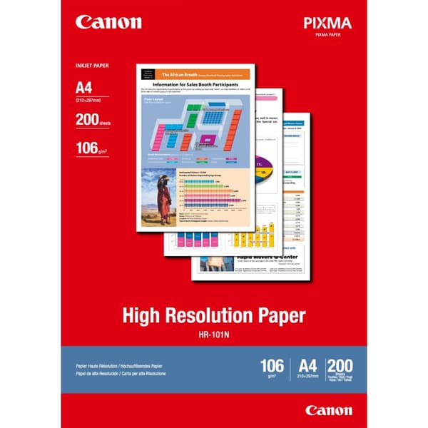 Canon HR-101 - Bestrøget papir - A4 (210 x 297 mm) - 200 ark - til BJ-S400, S520, PIXMA IP4000, iP6210, iP6310, iP8500, MG8250, MP110, MP1300, MP37000