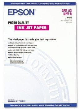 Epson Photo Quality Ink Jet Paper - bestruket fotopapper, matt - ljust vitt - 329 x 483 mm - 105 g/m2 - 100 ark (C13S041069)