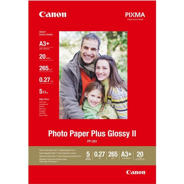 Canon fotopapir PP-201 blank hvid - DIN A3+ 20 ark til inkjetprintere - PIXMA printere (275 g/kvm)