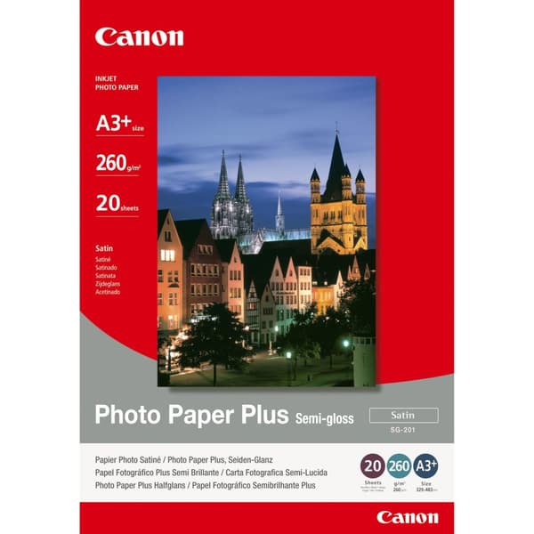 Canon Photo Paper Plus SG-201 - halvblankt fotopapir - A3 plus (329 x 483 mm) - 260 g/m2 - 20 ark - til i9950, PIXMA iX4000, iX5000, iX7000, PRO-1, PR