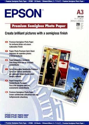 Epson S041334 Premium halvblankt fotopapper, DIN-A3, 251g/m², 20 ark