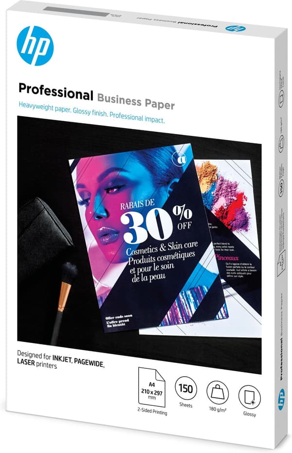 HP Professional Multi-use Glossy FSC Papers 180 gsm-150 sht/A4/210 x 297 mm Printerpapir A4 (210x297 mm) Glossy 150 ark Hvid (3VK91A)