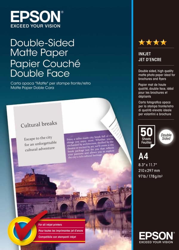 Epson C13S041569 Matt dubbelsidig Papper Bläckstråle 178g/m2 A4 50 arks pack