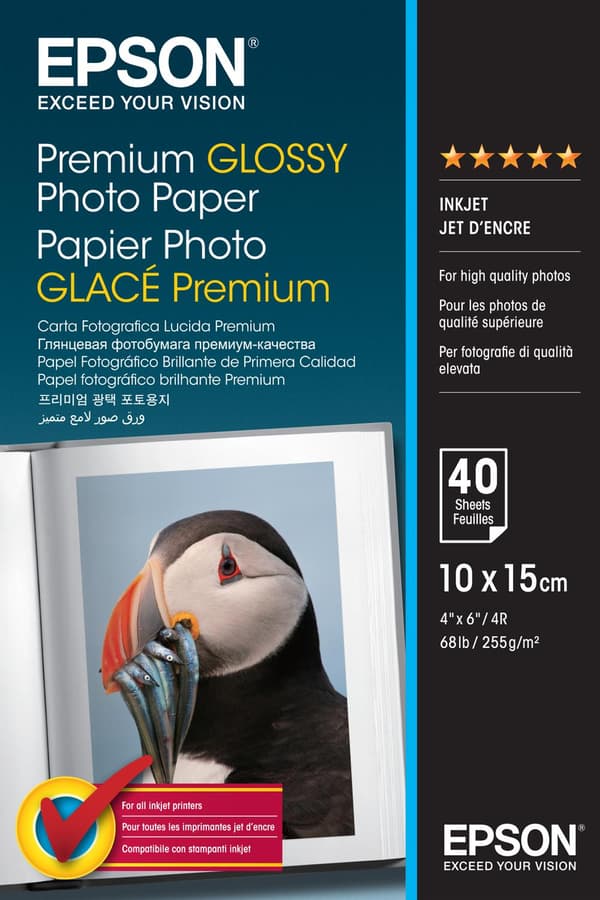 Epson Premium Glossy Photo Paper - fotopapper, glansigt - 100 x 150 mm - 40 ark (C13S042153)