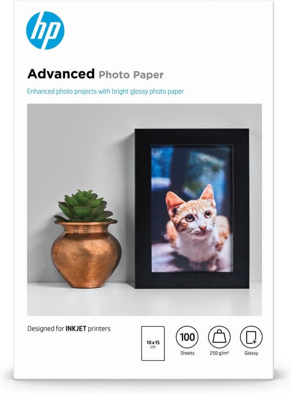Hewlett-Packard HP Advanced Glossy Photo Paper - fotopapir, blank - 100 x 150 mm - 250 g/m2 - 100 ark (Q8692A)