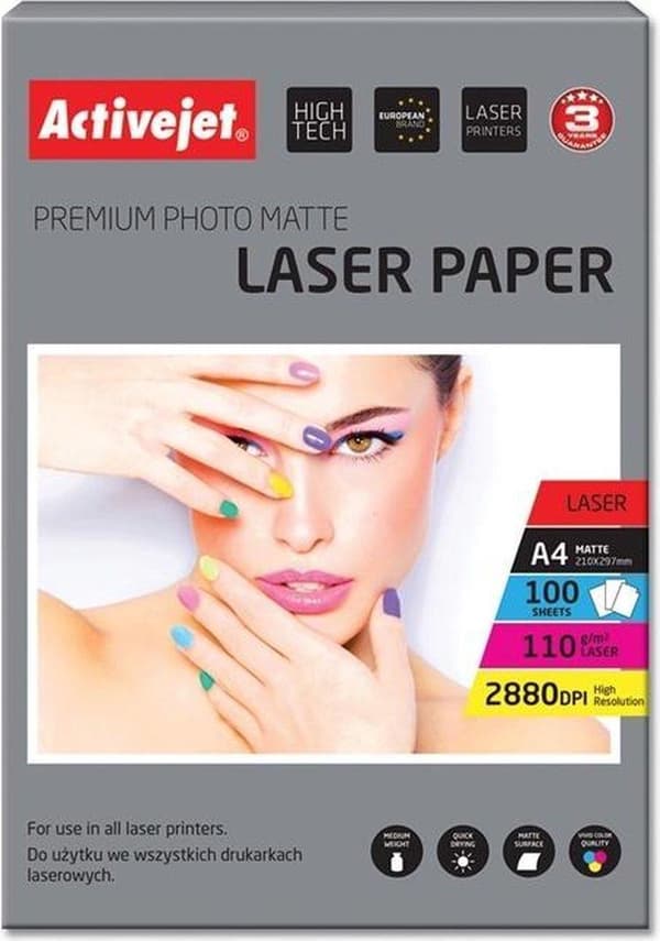 Activejet AP4-110M100L mat fotopapir til laserprintere; A4; 100 stk