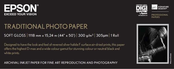 Epson traditionellt fotopapper, 44" x 15m