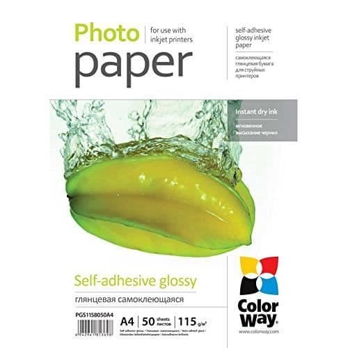 Glansigt självhäftande fotopapper - Colorway - A4 - 135 g/m² - 50 ark