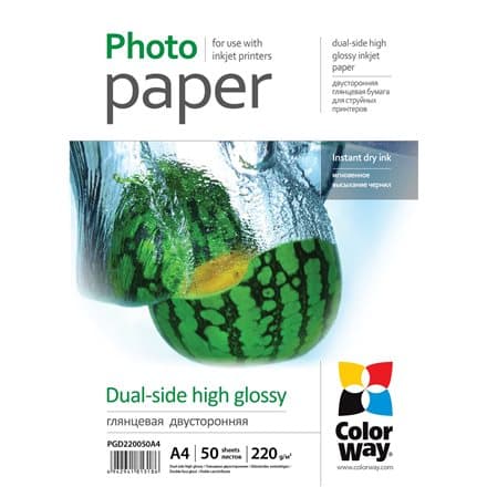 COLORWAY fotopapír/ oboustranný/ high glossy 220g/m2, A4/ 50 kusů
