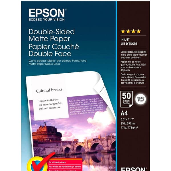 Epson Papper A Double Side Matte 4 50 Lakan 178gr Vit