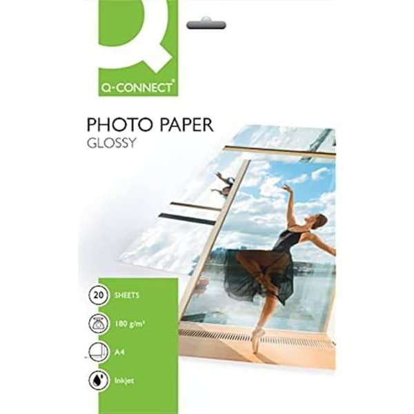 Fotopapper A4 - Q-CONNECT - 38857 - 180 g/m2 - Halvglansig Blänkande - Paket med 20 ark