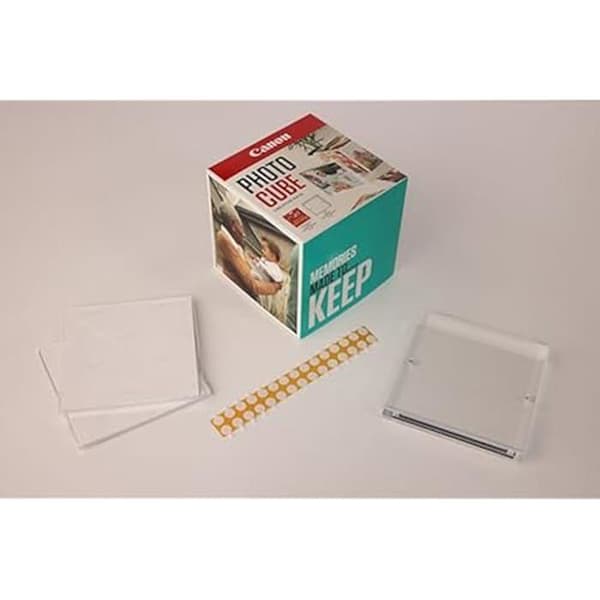 Canon Photo Cube Creative Pack, Blå - PP-201 Glänsande II Fotopapper 5x5" (40 Ark) + Fotrahmen - Kompatibel med Canon PIXMA