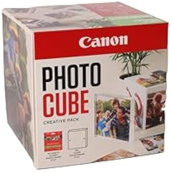 Canon Photo Cube Creative Pack, Blå - PP-201 Glänsande II Fotopapper 5x5" (40 Ark) + Fotrahmen - Kompatibel med Canon PIXMA