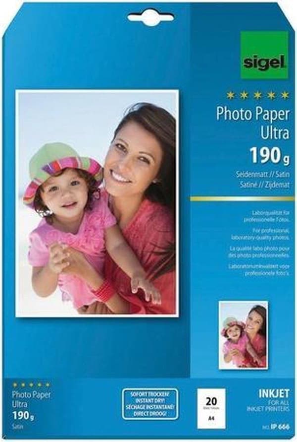 inkjet Ultra fotopapir A4 180 gram silkemat 20 ark SI-IP666