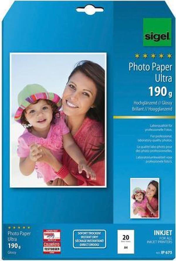 inkjet Ultra valokuvapaperi A4 180 grammaa kiiltävä 20 arkkia SI-IP675