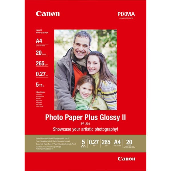 Canon Photo Paper Plus II PP-201 - fotopapper, glansigt - A4 (210 x 297 mm) - 260 g/m2 - 20 ark (2311B019)