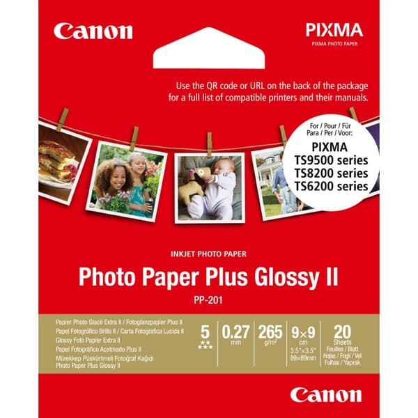 Canon PP-201 8,9 X 8,9 cm 20 Sh. Fotopapper Plus Glossy II 265 G
