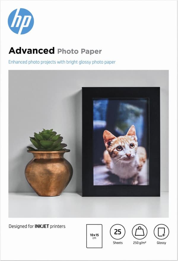 Hewlett-Packard HP Advanced Glossy Photo Paper - fotopapir, blank - 100 x 150 mm - 250 g/m2 - 25 ark (Q8691A)
