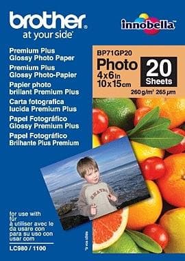 Brother BP71GP20 Premium glansigt fotopapper förpackning med fotopapper Vit
