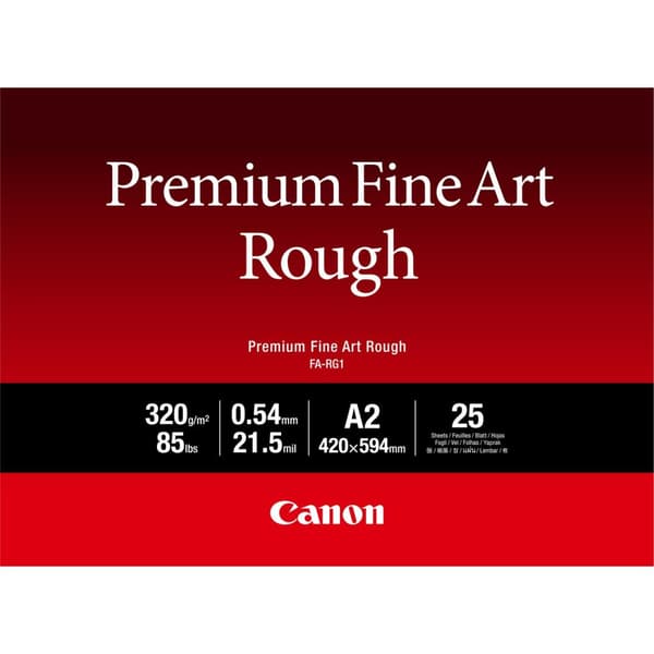 Canon Premium FA-RG1 - Puuvilla - Karkea - 21,5 mil - A2 (420 x 594 mm) - 320 g/m² - 25 arkkia taidepaperia - imagePROGRAF PRO-1000