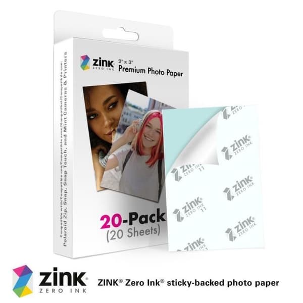 Zink Instant Photo Paper 2x3" papper för digitalkameror och skrivare 20-pack