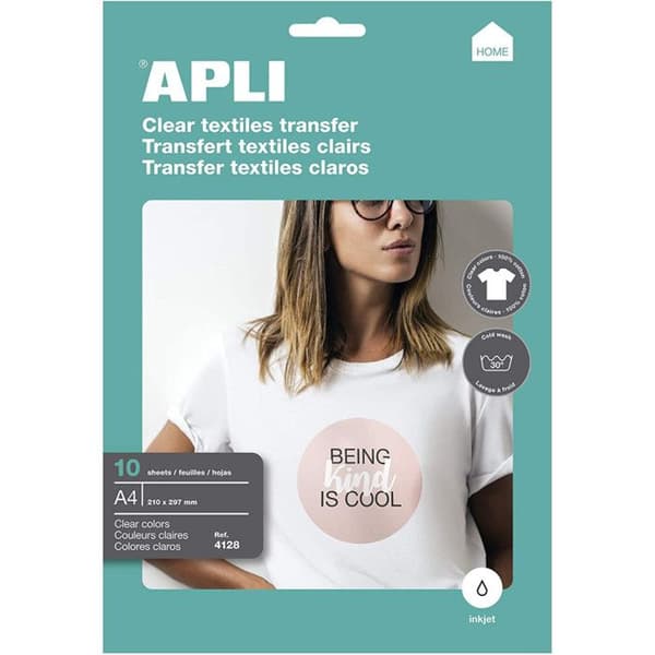 APLI-påse med 10 överföringspappersark - För vit t-shirt