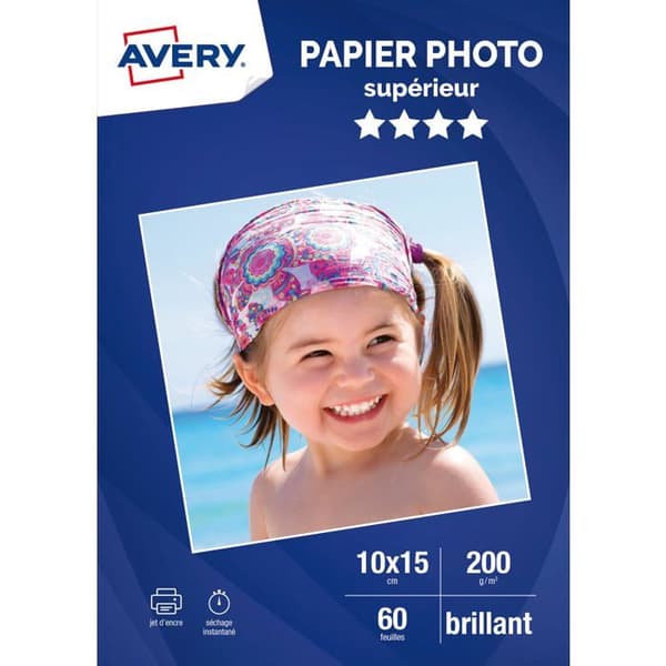 AVERY fotopapper - glansigt - 60 foton 10x15 - kompatibel med bläckstråleskrivare