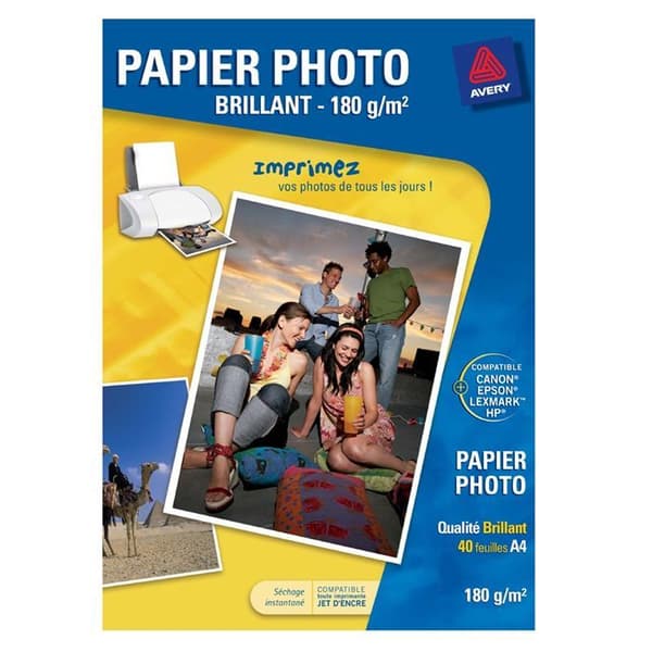 Glansigt fotopapper - Avery - 180 g/m² - 40 ark - A4-format
