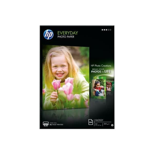 HP vardagsfotopapper glättat A4 (210 x 297 mm) 200 g-m² 100 ark fotopapper för Deskjet 2050 J510; Officejet 6000...
