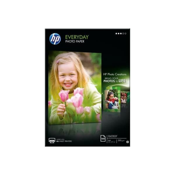 HP vardagsfotopapper glättat A4 (210 x 297 mm) 200 g-m² 100 ark fotopapper för Deskjet 2050 J510; Officejet 6000...