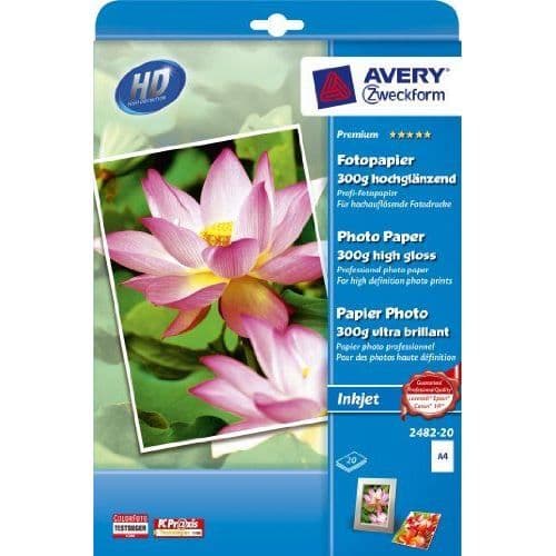 Avery Dennison Premium inkjet fotopapper 2482-20 A4 300g glansigt 20 ark