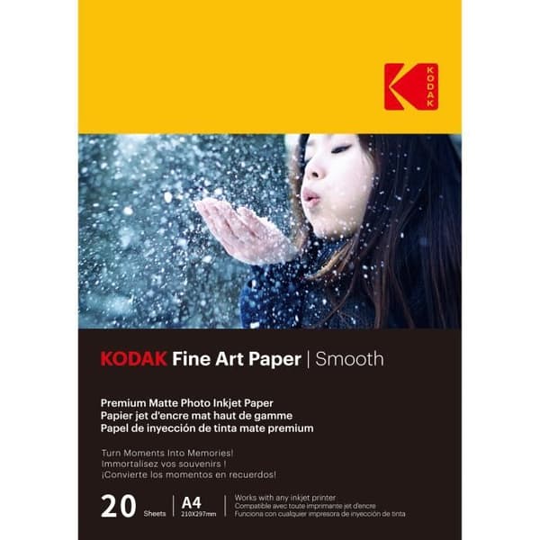 KODAK - 20 ark med 230g / m² fotopapper, matta, A4 -storlek (21x29,7cm), bläckstråleskrivande utskrift - 9891092