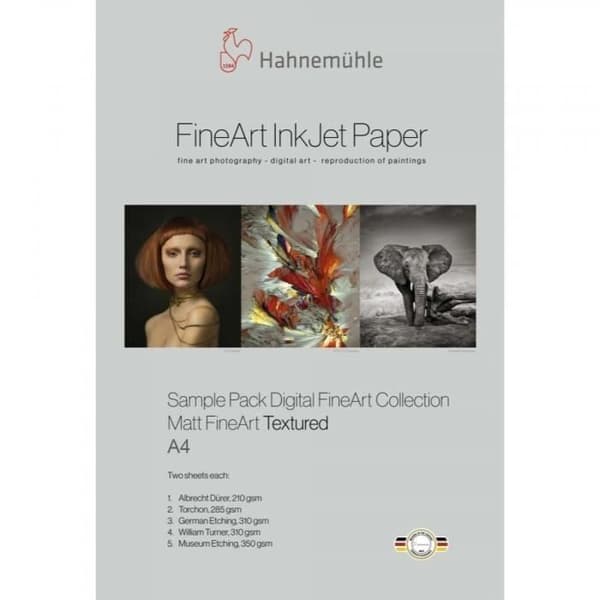 HAHNEMÜHLE Bläckstrålepapper - Provpaket - FineArt Matt texturerad - A4 (5 x 2 ark)
