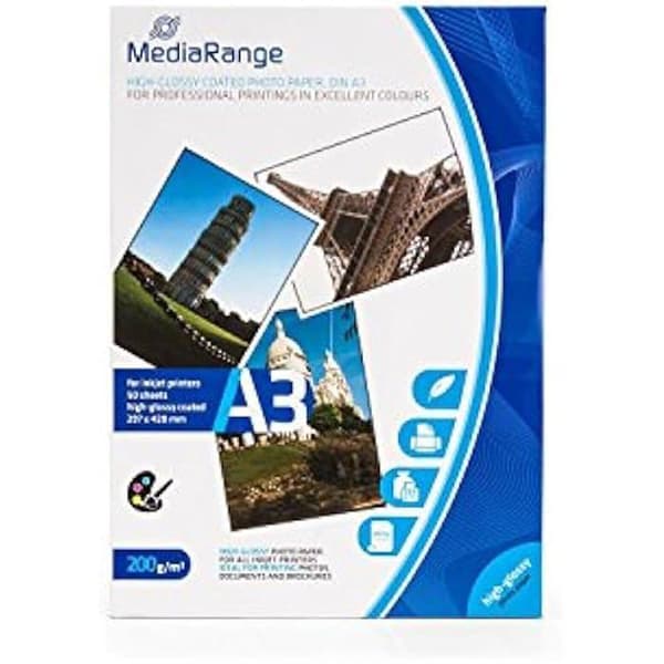 Papier photo A3 - MEDIARANGE - MRINK109 - 50 ark - 200 g/m² - Blank Glänsande