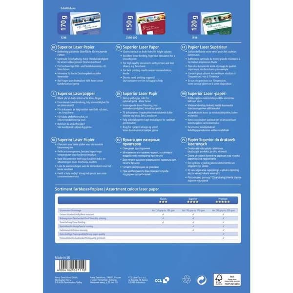 A4 Avery Zweckform 1298 170g dubbelsidigt fotopapper för färglaserskrivare - Paket med 200 ark