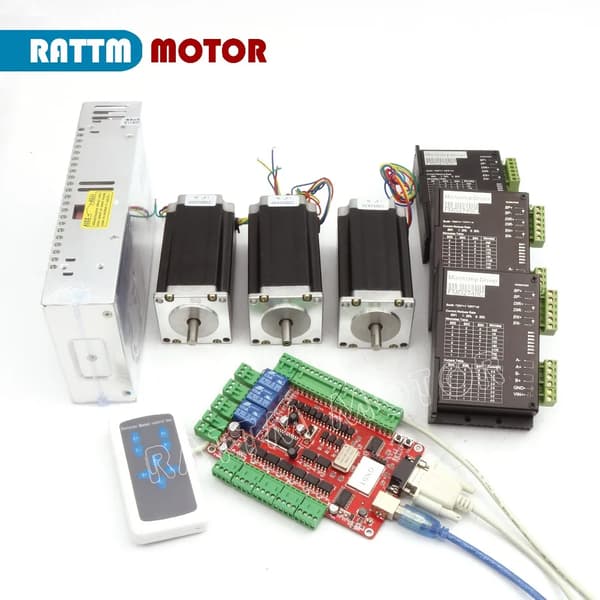 CNC Stepper Motor Kit, 425oz-in moment, USB kontrol,3 AKSE KIT