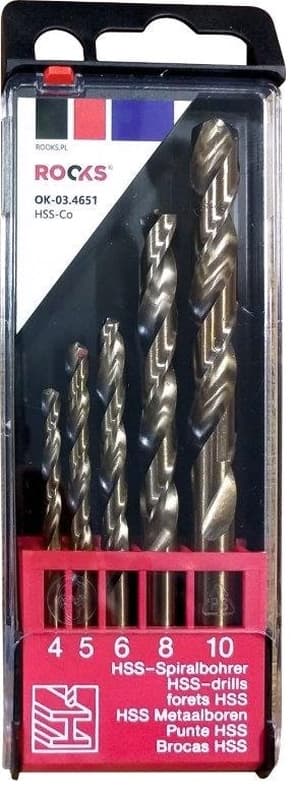 ROOKS METALLBORRAR STARKA HSS-CO 1000 N/MM2 SET MED 5 DELAR 4/5/6/8/10 MM