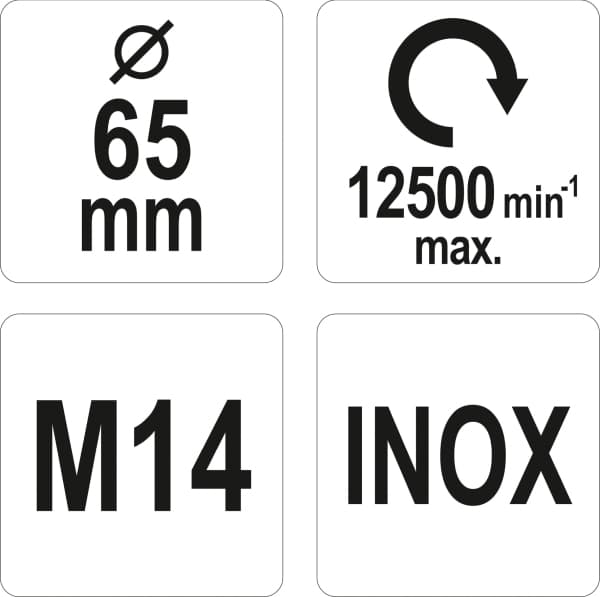 YATO FORBØRSTE M14, INOX, 65 MM