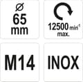 Miniatyrbillede 2 af 4: YATO FORBØRSTE M14, INOX, 65 MM