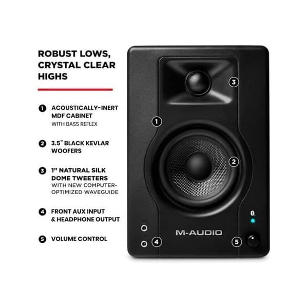Aktiva 2-vägs högtalare - MAUDIO - BX3 BT - 120W - Bluetooth - 3,5 tums woofer