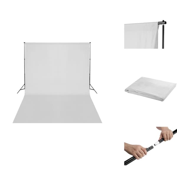 Baggrunde - Living teleskopisk stativsystem til baggrund + hvid fotobaggrund 3 x 5 m