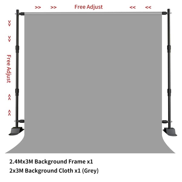 Justerbar Bakgrundsställning 2,4x3M, Canvas Bakgrund, Fotostödsystem,Med 3 färgade tyger