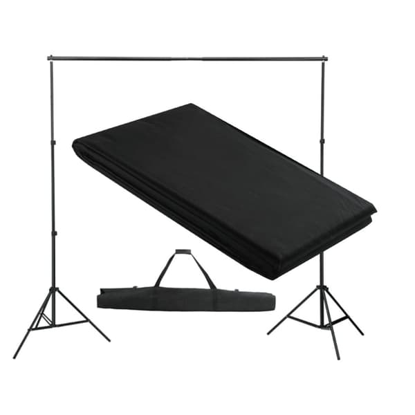 Stativ och fotobakgrund 300 x 300 cm svart